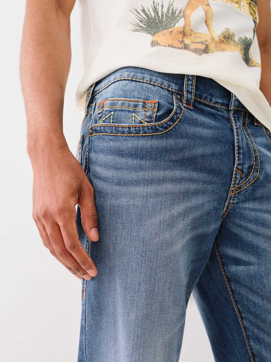 True Religion Men Big T Billy Bootcut Fit Dark Wash Jeans