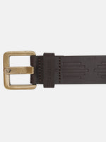 True Religion Men Brown Textured Belt With Tang Buckle