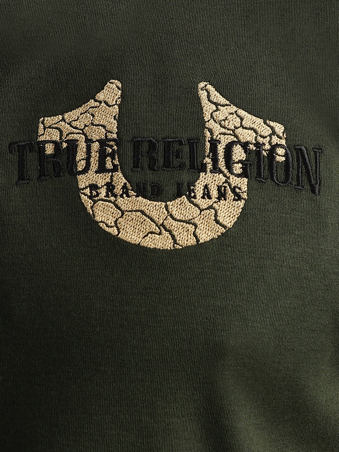 True Religion Men Olive Solid Polo Collar Short Sleeves Tshirt