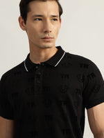 True Religion Men Black Printed Polo Collar Short Sleeves Tshirt