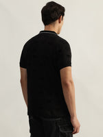 True Religion Men Black Printed Polo Collar Short Sleeves Tshirt