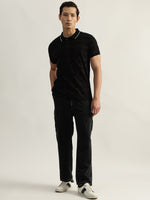 True Religion Men Black Printed Polo Collar Short Sleeves Tshirt