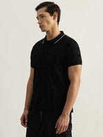 True Religion Men Black Printed Polo Collar Short Sleeves Tshirt