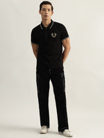 True Religion Men Black Solid Polo Collar Short Sleeves Tshirt