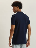 True Religion Men Navy Blue Solid Collared Short Sleeves Polo Tshirt
