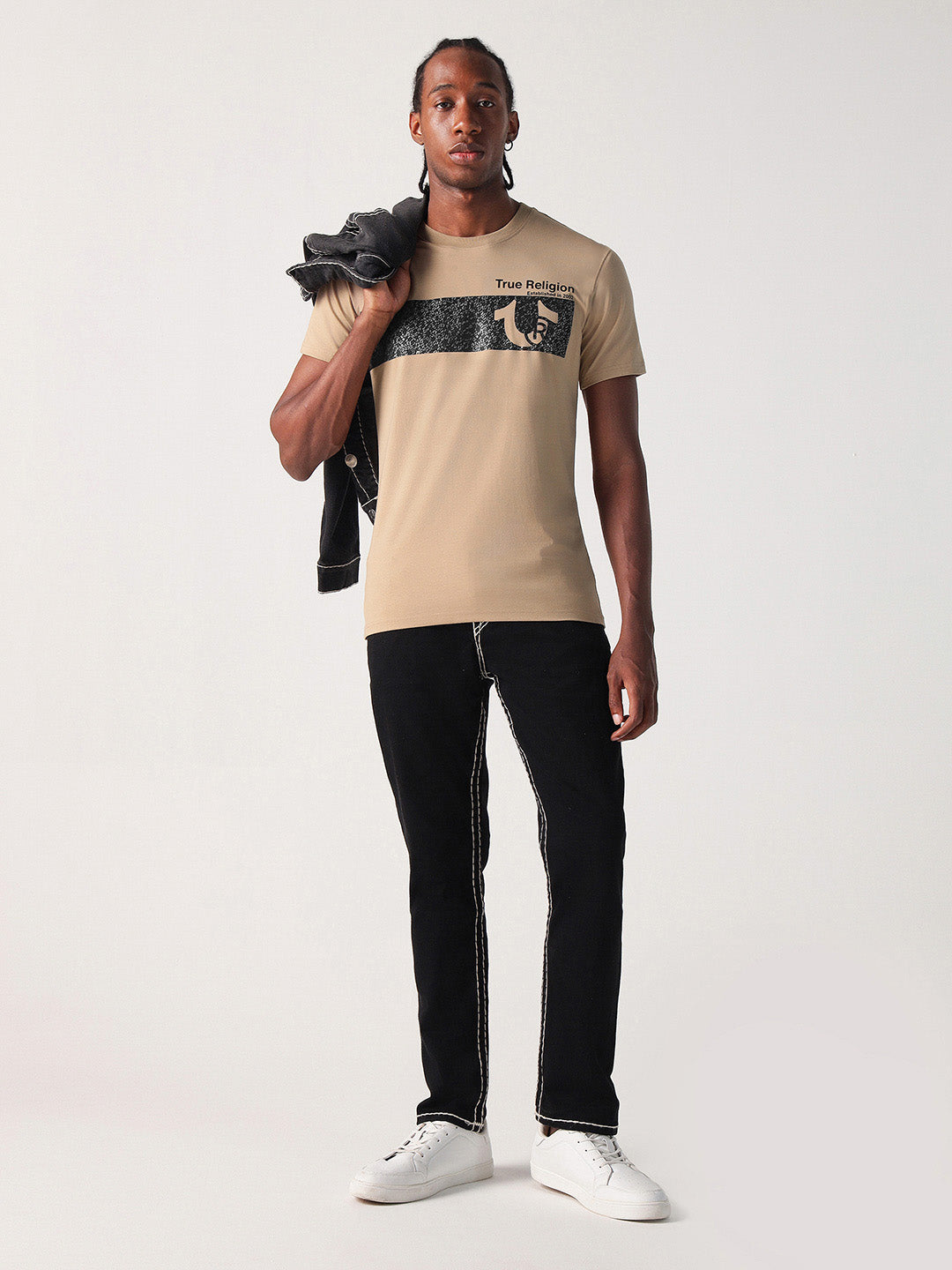 True Religion Men Printed Round Neck Short Sleeves Tshirt