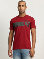 True Religion Men Red Printed Round Neck Short Sleeves Tshirt