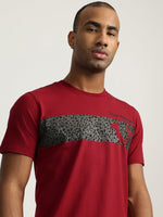 True Religion Men Red Printed Round Neck Short Sleeves Tshirt