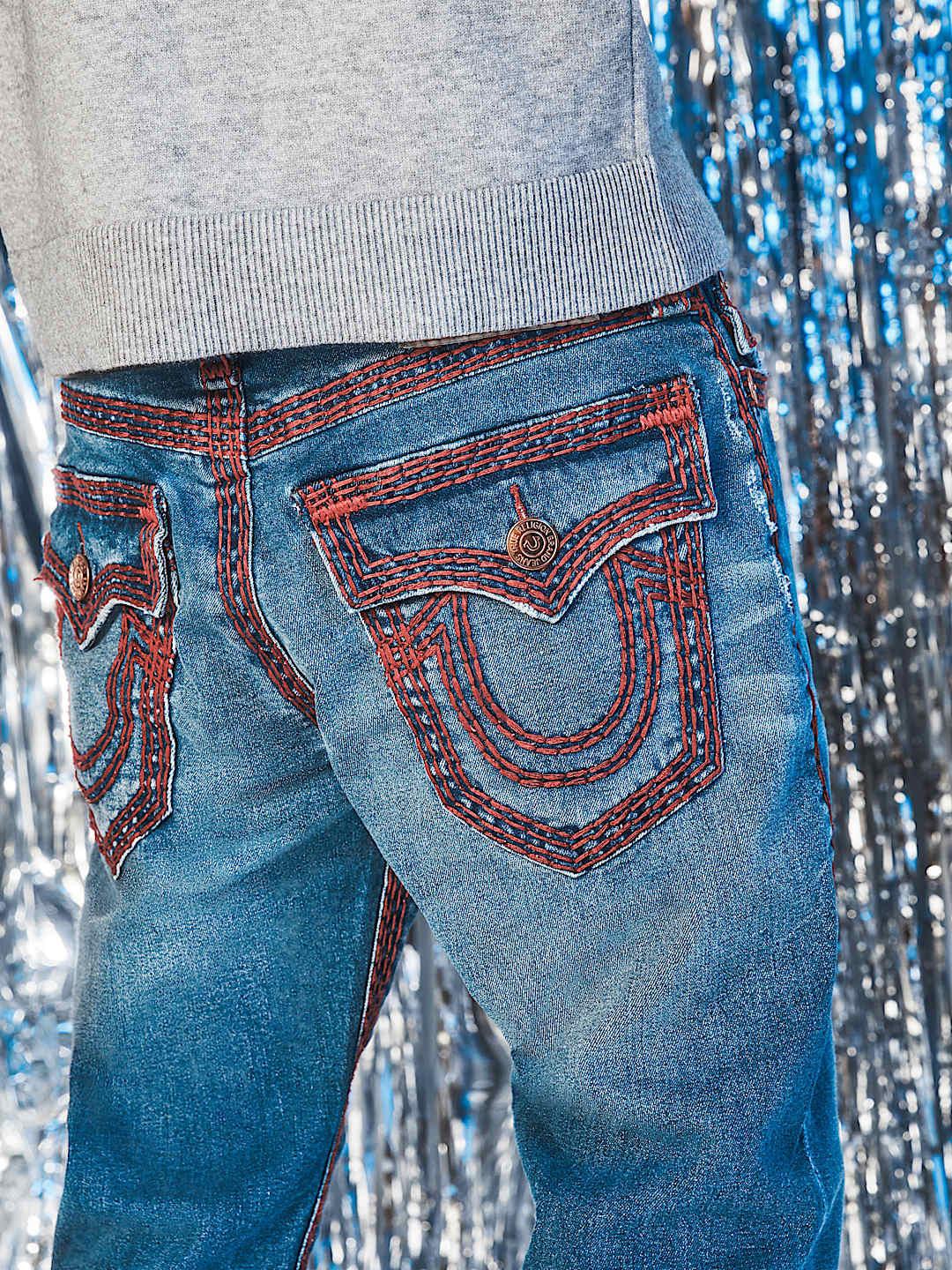 True Religion Men SUPER QT Ricky Straight Fit Dark Wash Jeans