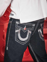 True Religion Men SUPER T Billy Bootcut Fit Dark Wash Jeans