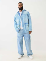 True Religion Men Blue Oversize Fit Washed Trouser