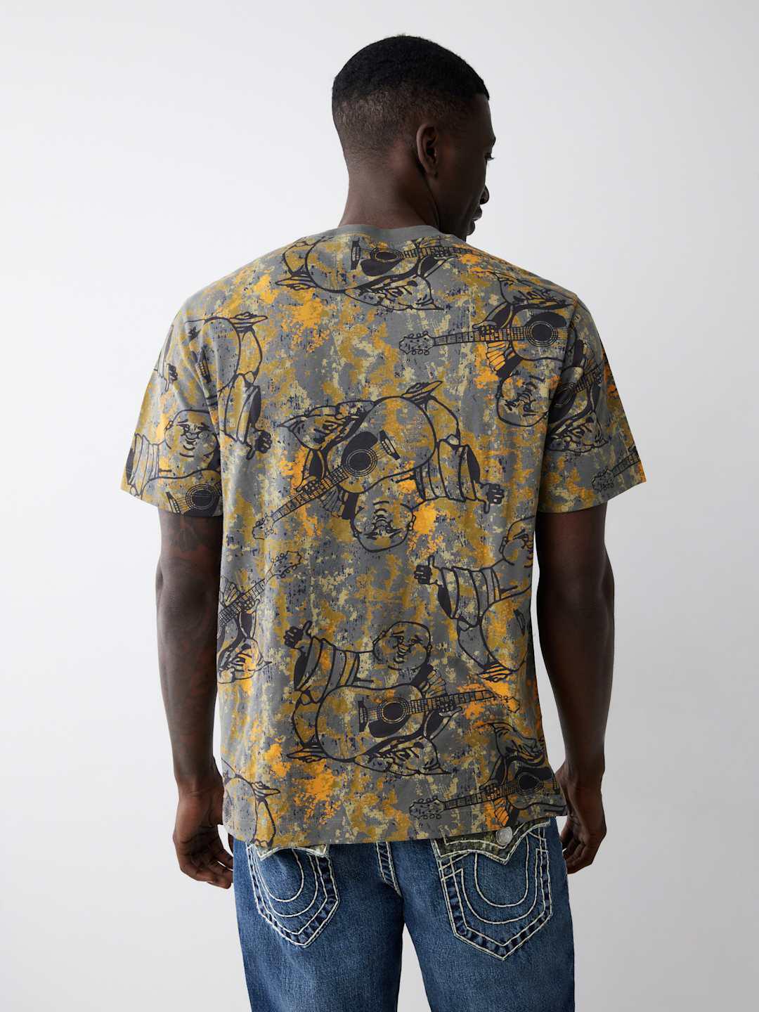 True Religion Men Multi Printed Round Neck Tshirt