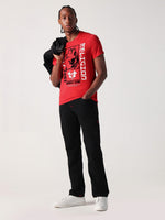 True Religion Men Red Placement Print Round Neck Tshirt