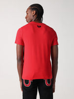 True Religion Men Red Placement Print Round Neck Tshirt