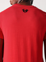 True Religion Men Red Placement Print Round Neck Tshirt