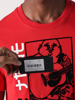 True Religion Men Red Placement Print Round Neck Tshirt