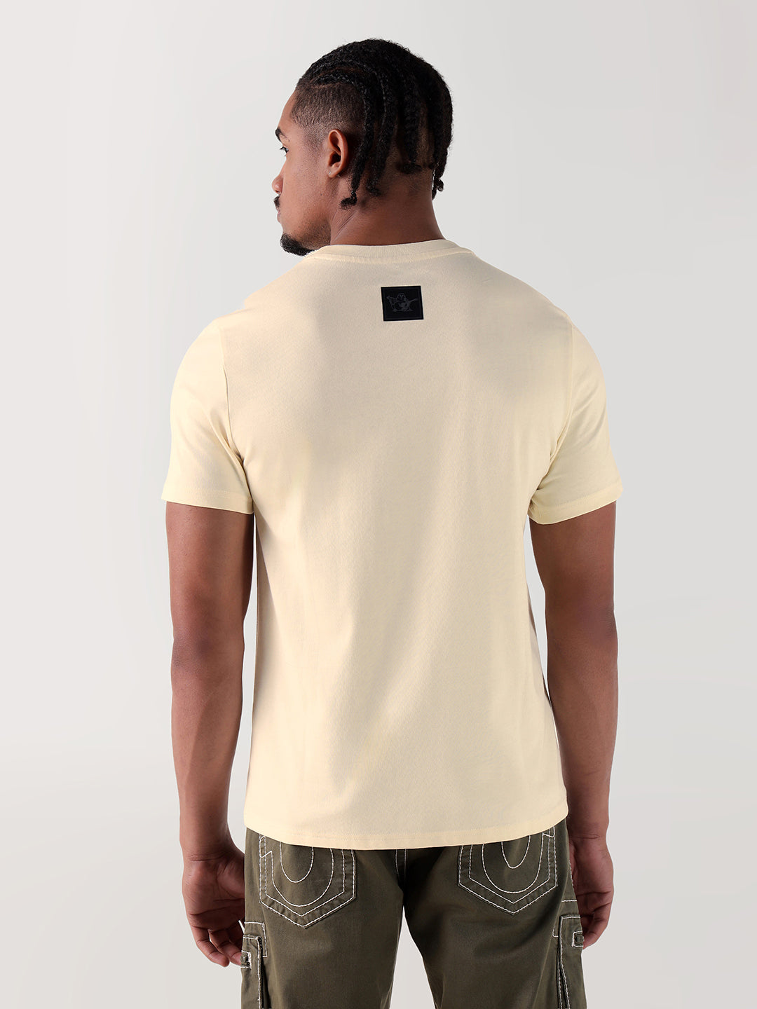 True Religion Men Cream Printed Round Neck Regular Fit T Shirt