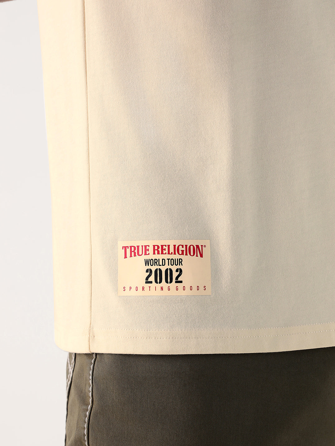 True Religion Men Cream Printed Round Neck Regular Fit T Shirt