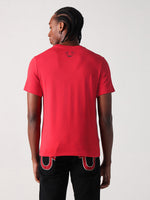 True Religion Men Red Placement Print Round Neck Tshirt