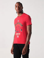 True Religion Men Red Placement Print Round Neck Tshirt