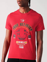 True Religion Men Red Placement Print Round Neck Tshirt