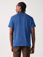 True Religion Men Blue Placement Print Round Neck Tshirt