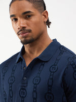 TRUE RELIGION Men Blue Printed Regular Fit Polo T-Shirt