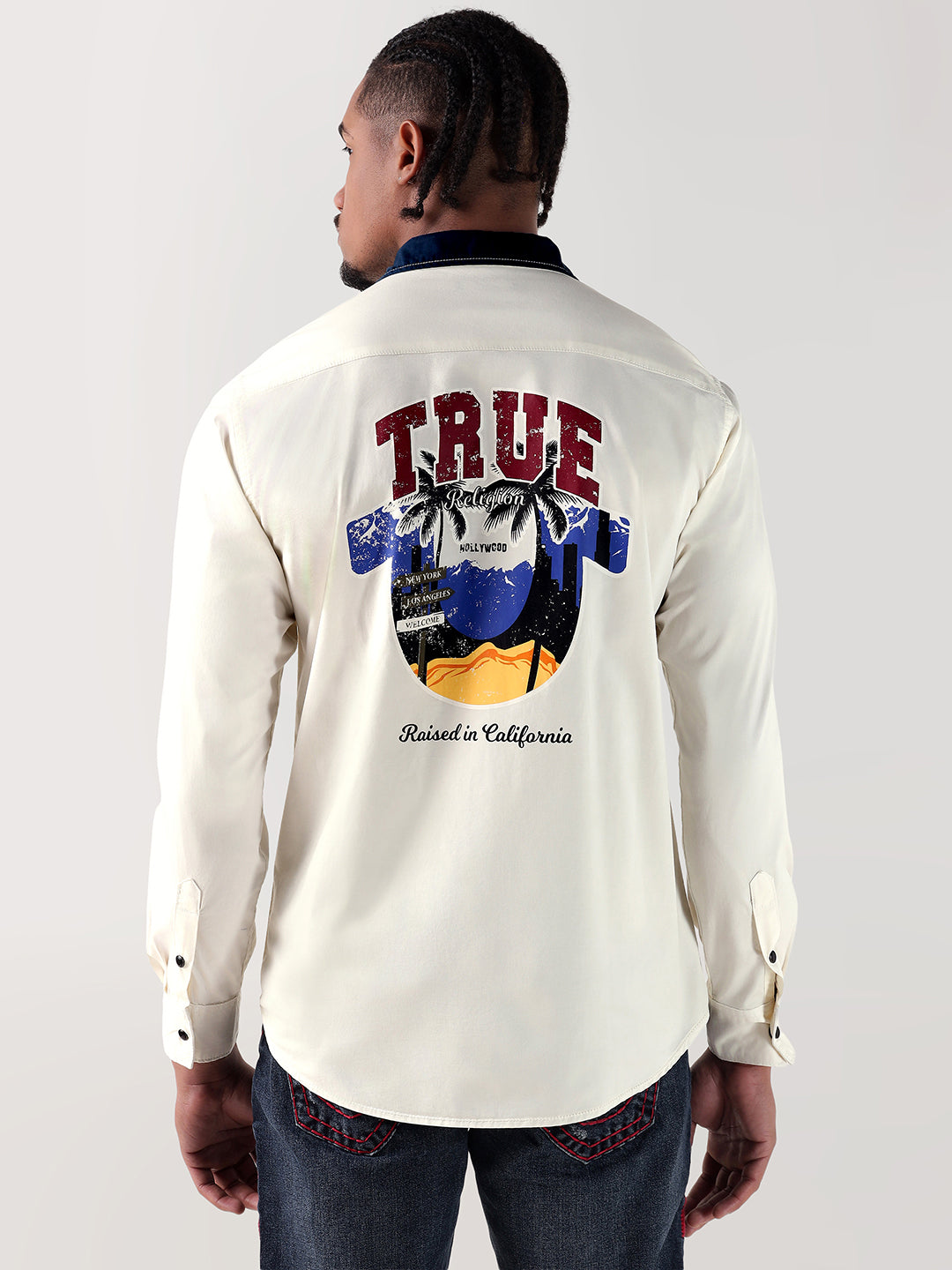 True Religion Men Beige Regular Fit Shirt