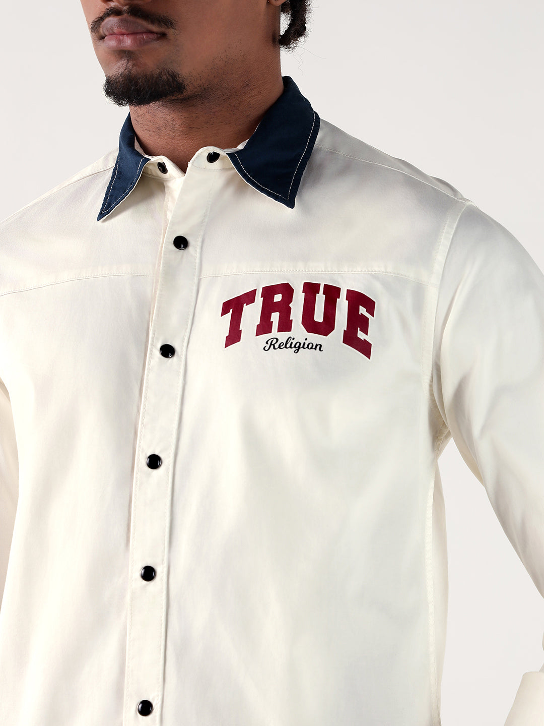 True Religion Men Beige Regular Fit Shirt