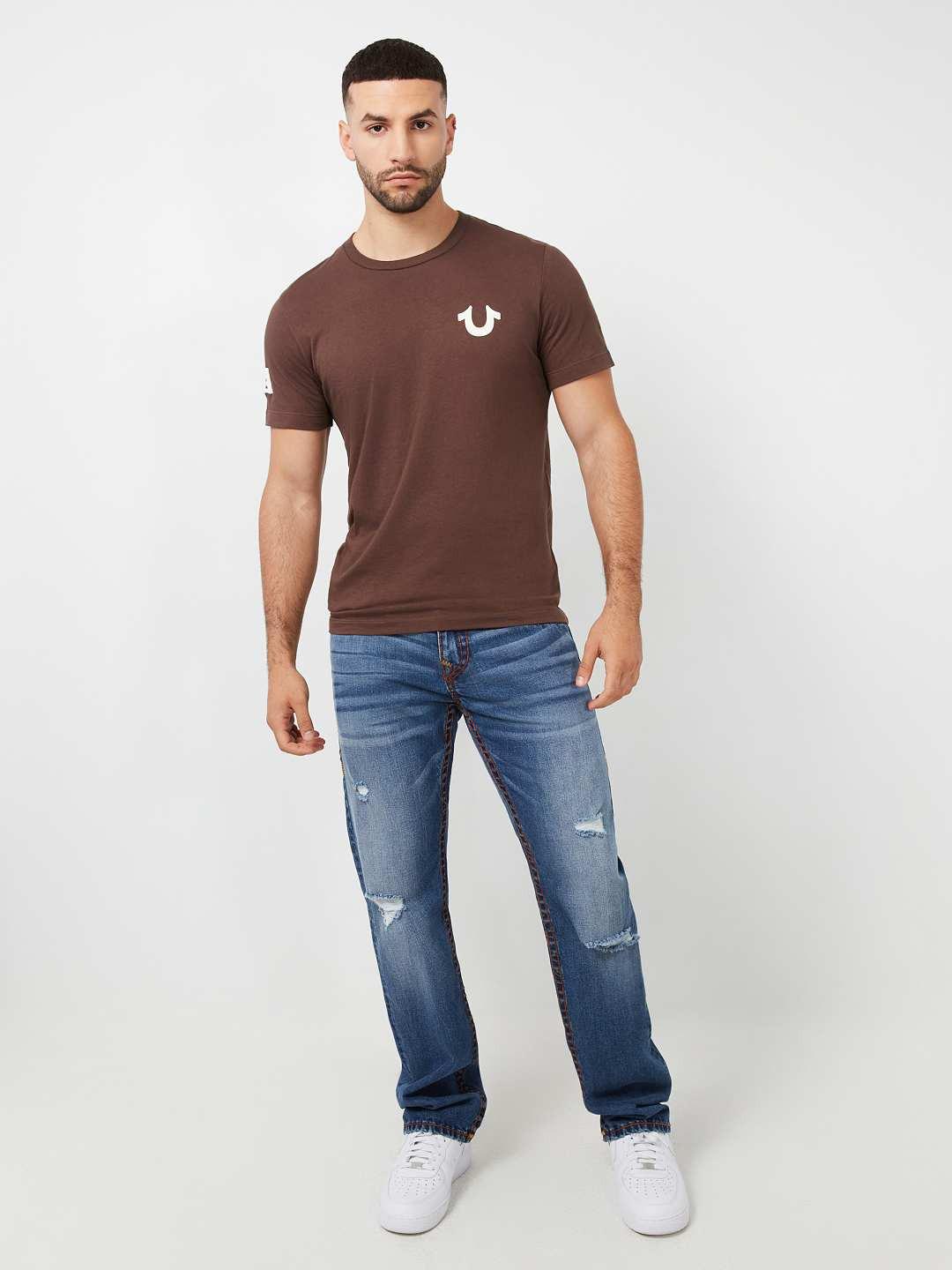 True Religion Men SUPER T Ricky Straight Fit Medium Wash Jeans