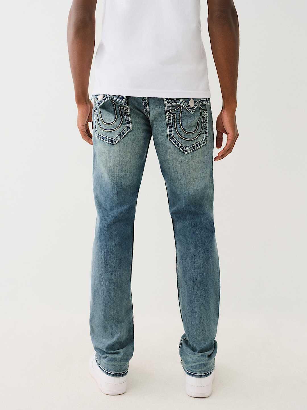 True Religion Men SUPER T Ricky Straight Fit Medium Wash Jeans
