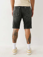True Religion Men Black Straight Fit Washed Big T Ricky Shorts