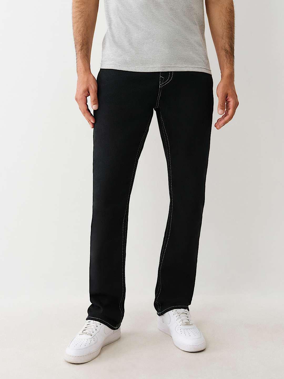 True Religion Men Embroidered Ricky Straight Fit Pure Cotton Mid Rise Jeans