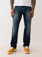 True Religion Men Embroidered Ricky Straight Fit Dark Wash Jeans