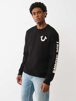 TRUE RELIGION Men Black Acrylic Printed Crew Neck Sweater