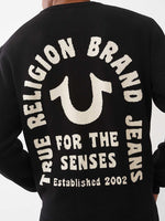 TRUE RELIGION Men Black Acrylic Printed Crew Neck Sweater