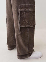 True Religion Men Brown Oversized Big T CARGO Trouser