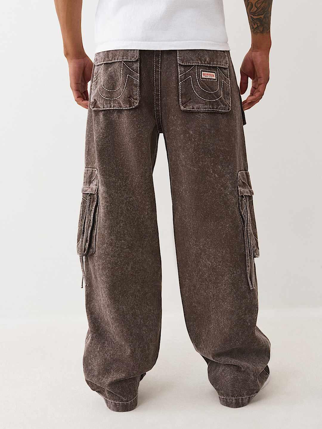 True Religion Men Brown Oversized Big T CARGO Trouser