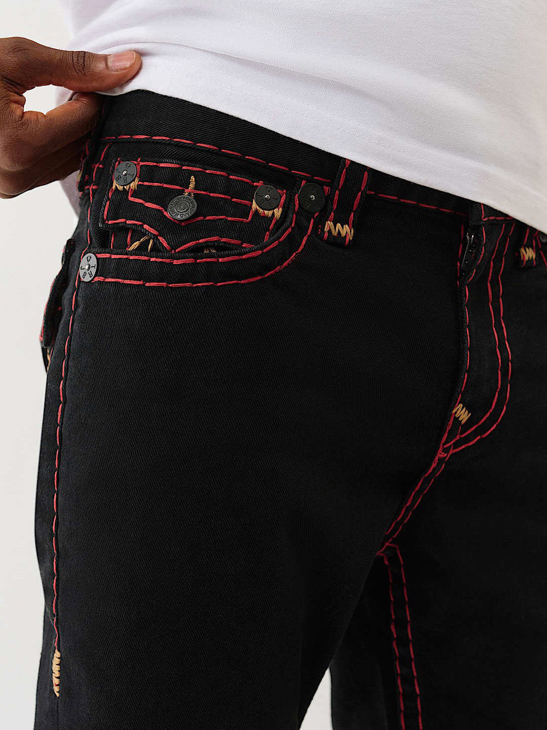 TRUE RELIGION Men Black SUPER T Rocco Slim Fit Jeans