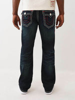 TRUE RELIGION Men Dark Indigo SUPER T Billy Bootcut Fit Jeans