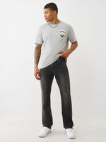 TRUE RELIGION Men Charcoal Grey Big T Straight Fit Jeans