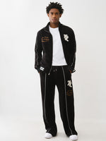 True Religion Men Slim Fit Black Logo Sweatpant