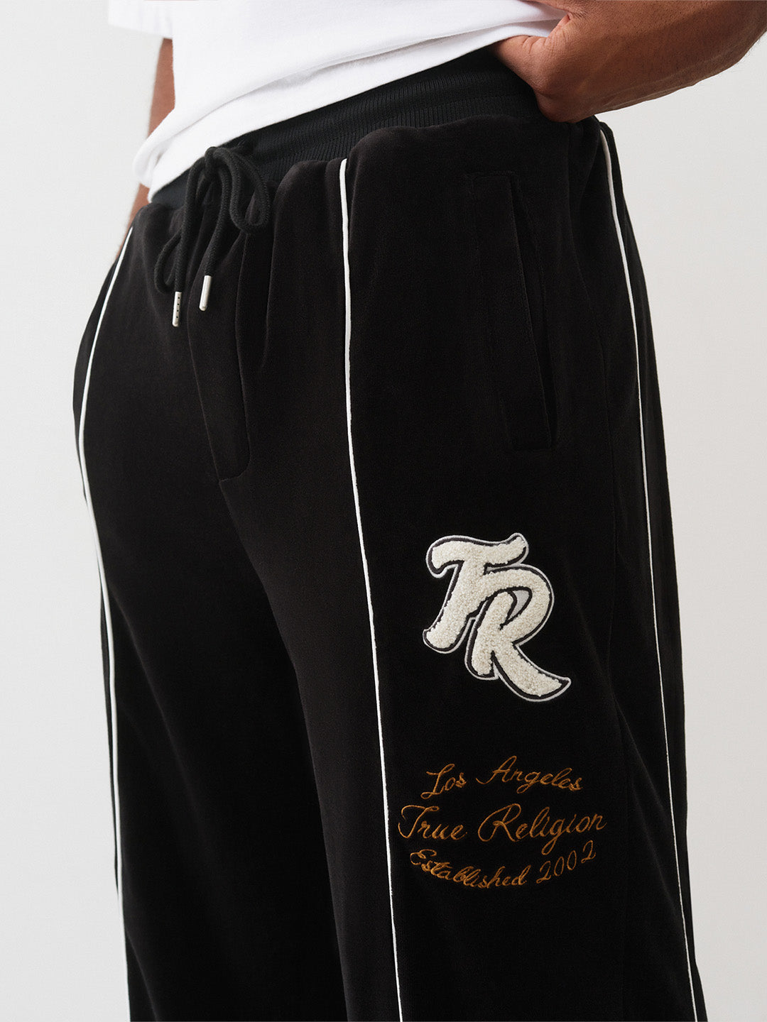 True Religion Men Slim Fit Black Logo Sweatpant