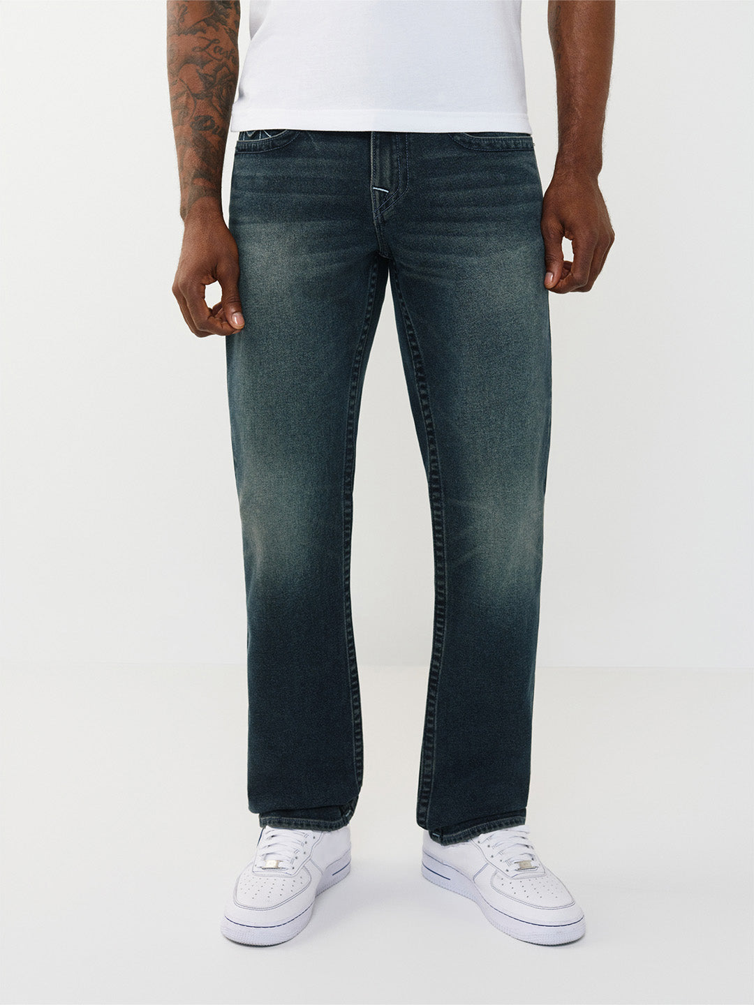 TRUE RELIGION Men Navy Blue SN Straight Fit Jeans