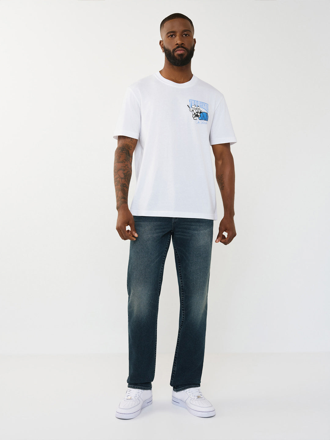 TRUE RELIGION Men Navy Blue SN Straight Fit Jeans