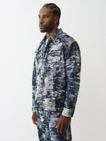 True Religion Men Straight Fit Blue Printed Pure Cotton Shirt