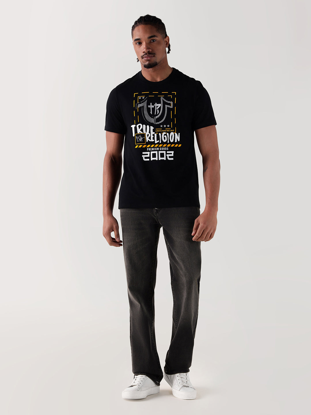 TRUE RELIGION Men Charcoal Black SN Straight Fit Jeans