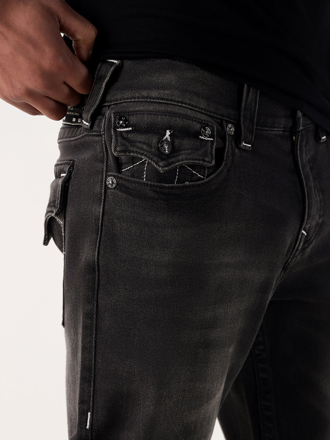 TRUE RELIGION Men Charcoal Black SN Straight Fit Jeans