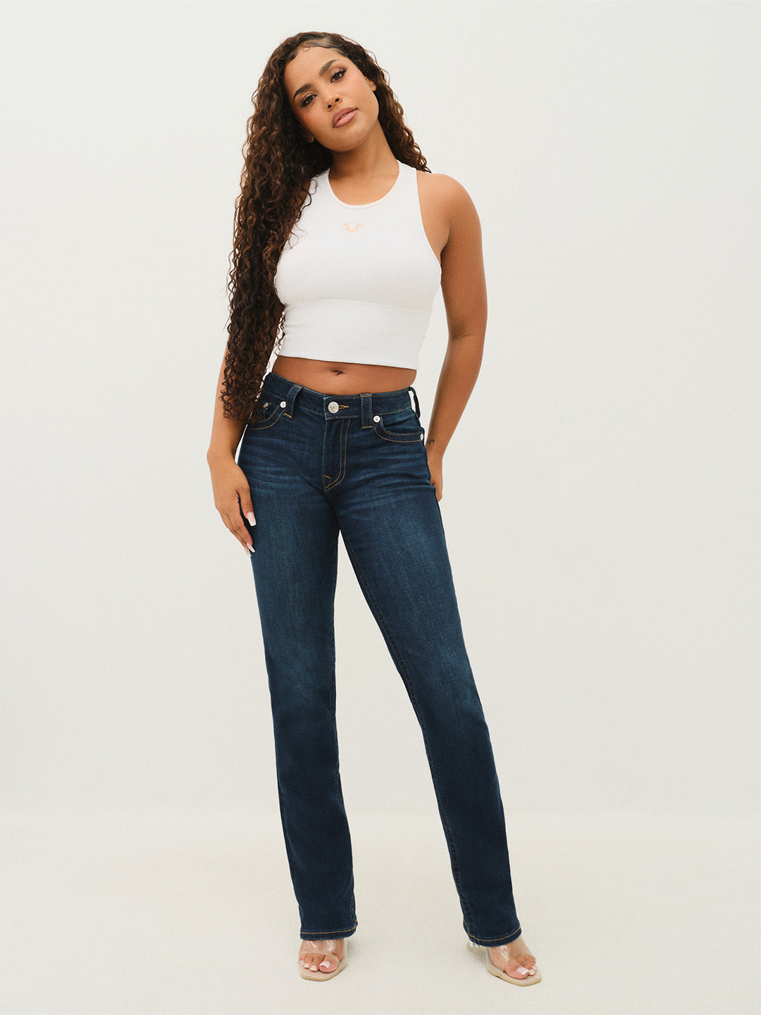 TRUE RELIGION Women Navy Blue SN Straight Fit Jeans