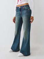 TRUE RELIGION Women Blue Big T Flare Fit Jeans